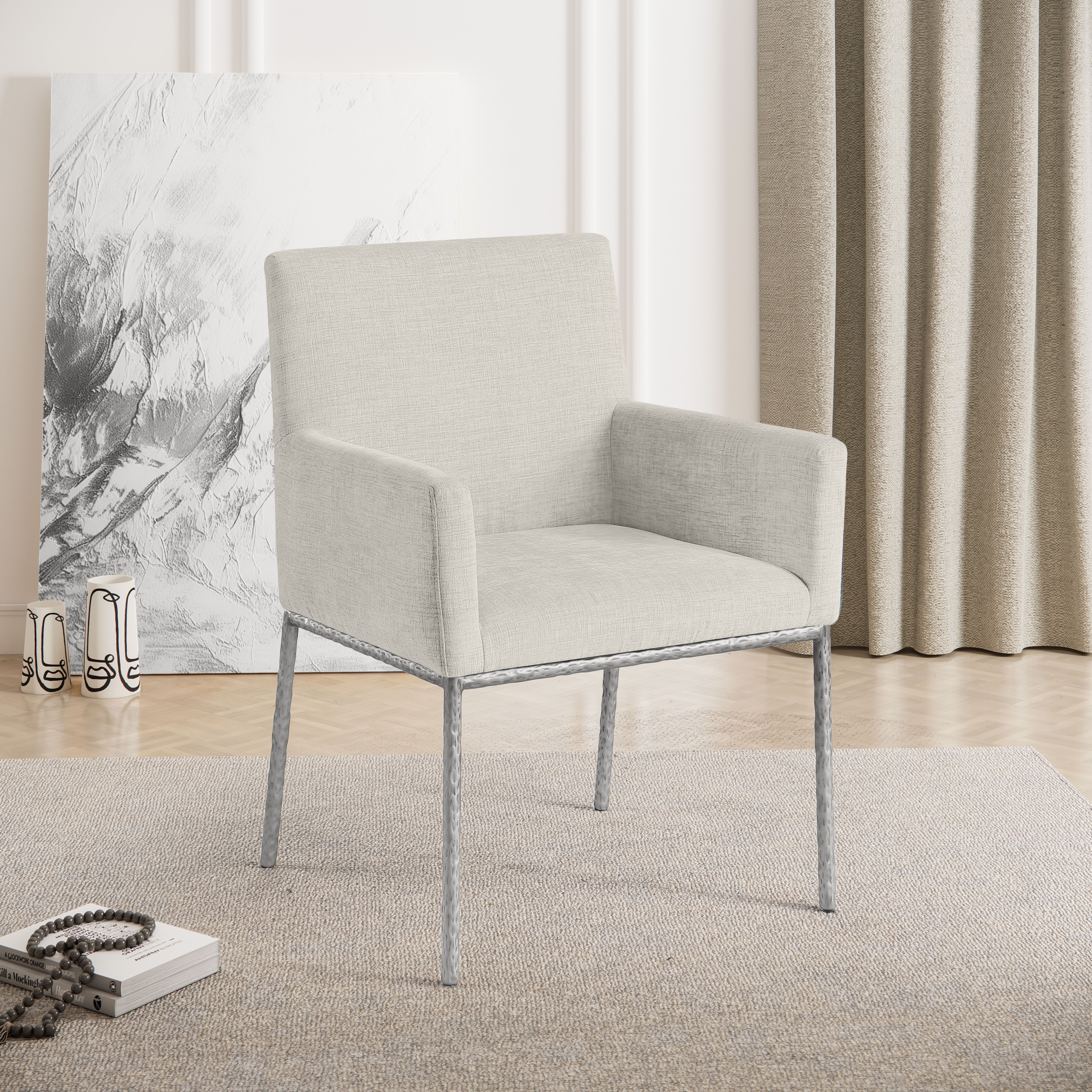 Reeves - Dining Chair With Silver Legs (Set of 2) - Cream