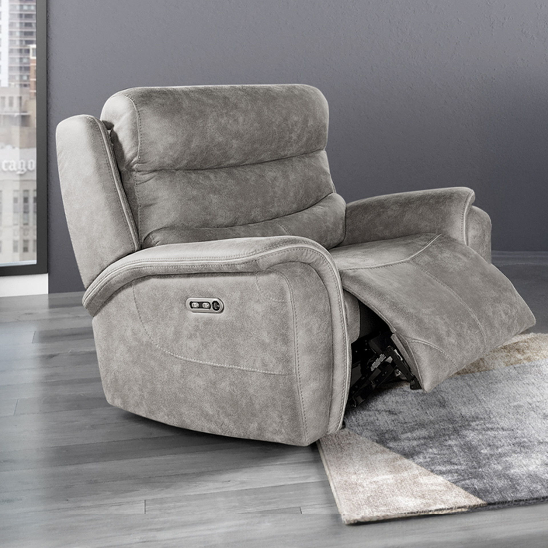 Kamari - Glider Recliner With Power Headrest & Footrest - Gray, gray, view 8