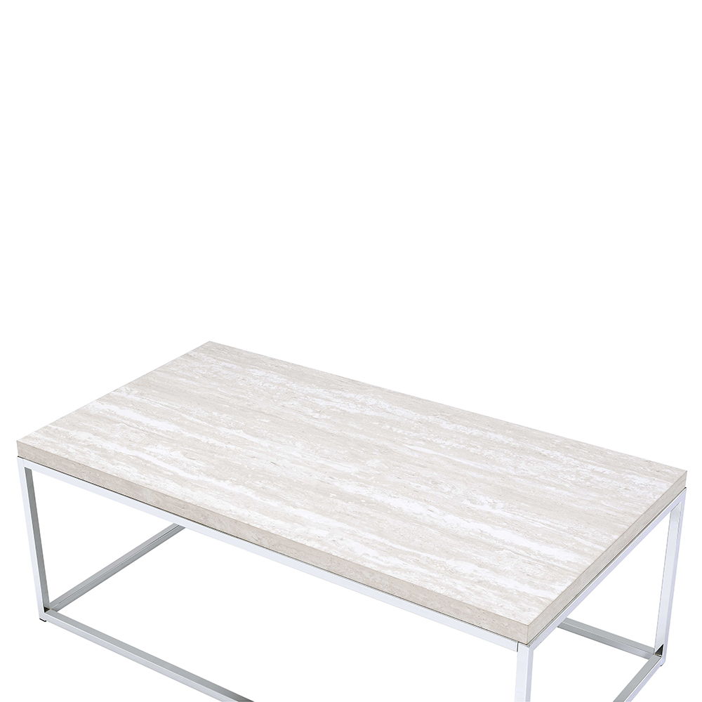 Snyder - Coffee Table - Engineered Stone Top & Chrome, silver, view 4