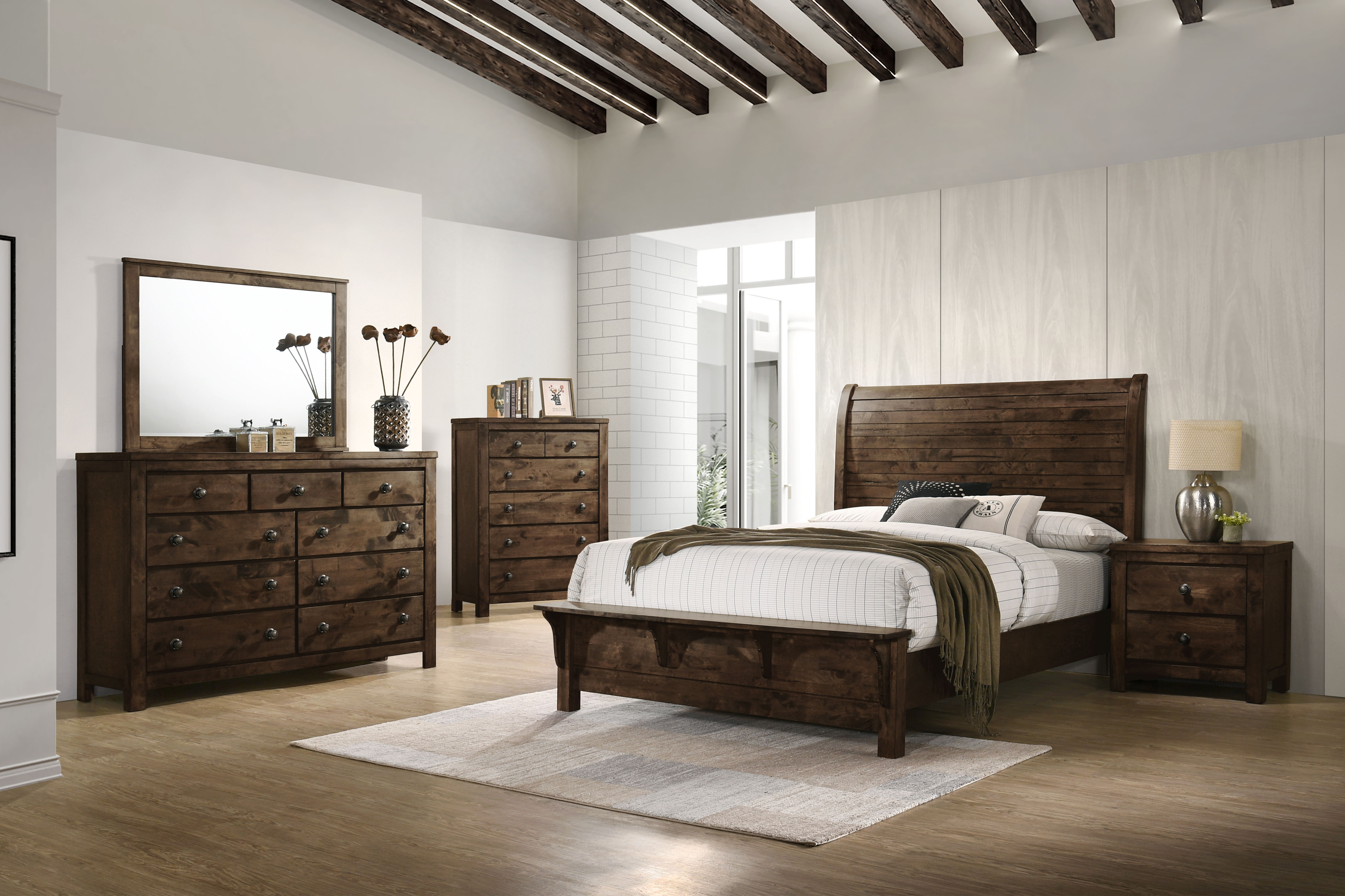 Queen · 5 Pc · Bed, Dresser, Mirror, Chest, Nightstand