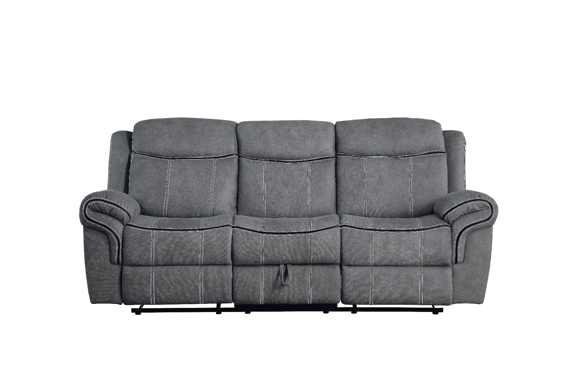 Zubaida - Motion Sofa & Console With USB - Two Tone Gray Velvet, dark gray, view 4