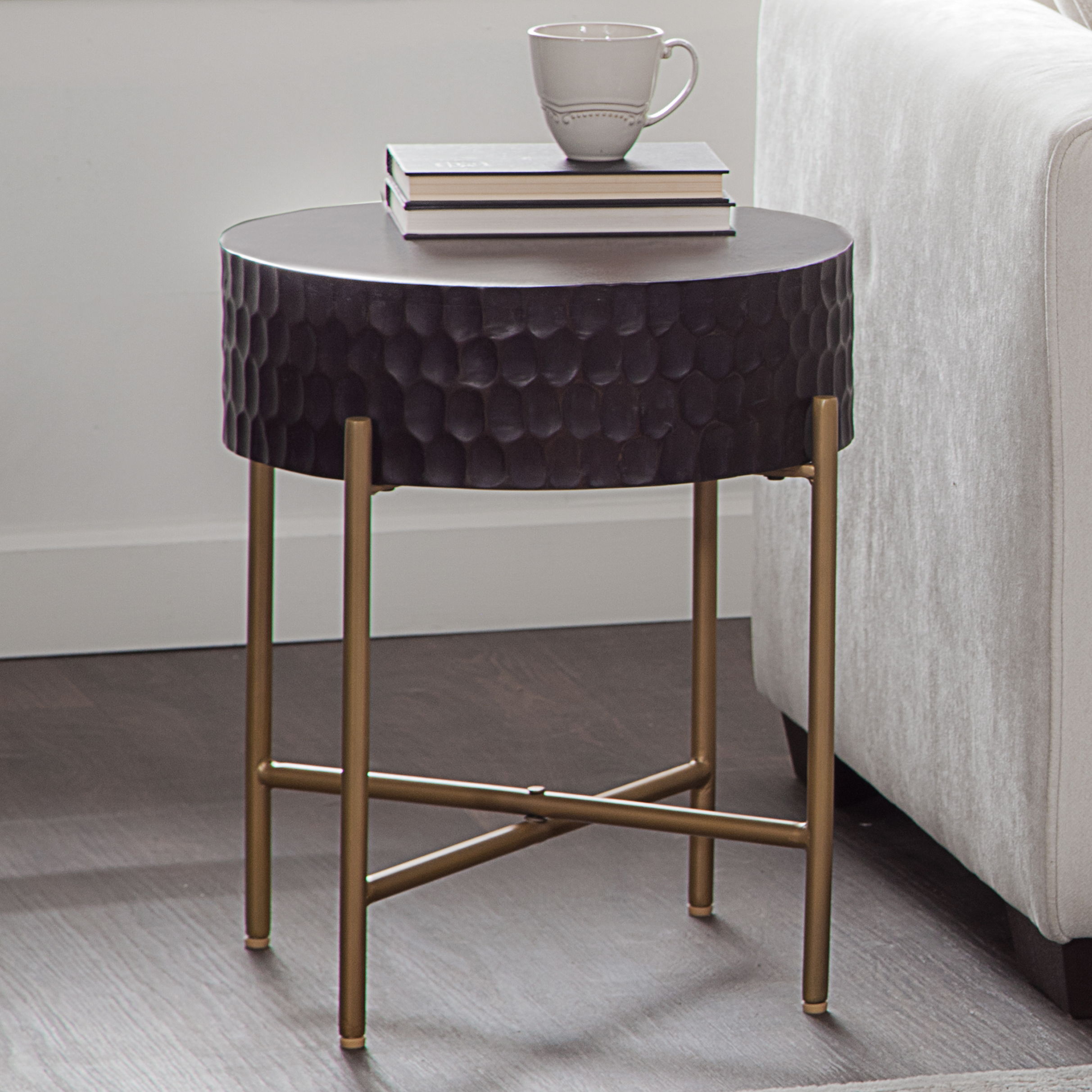 Bobbi - Round End Table - Brown / Gold