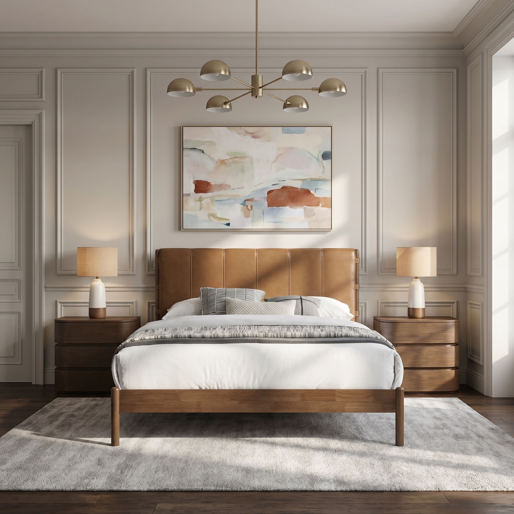 Arielle - Vegan Leather Upholstered Full Bed - Cognac