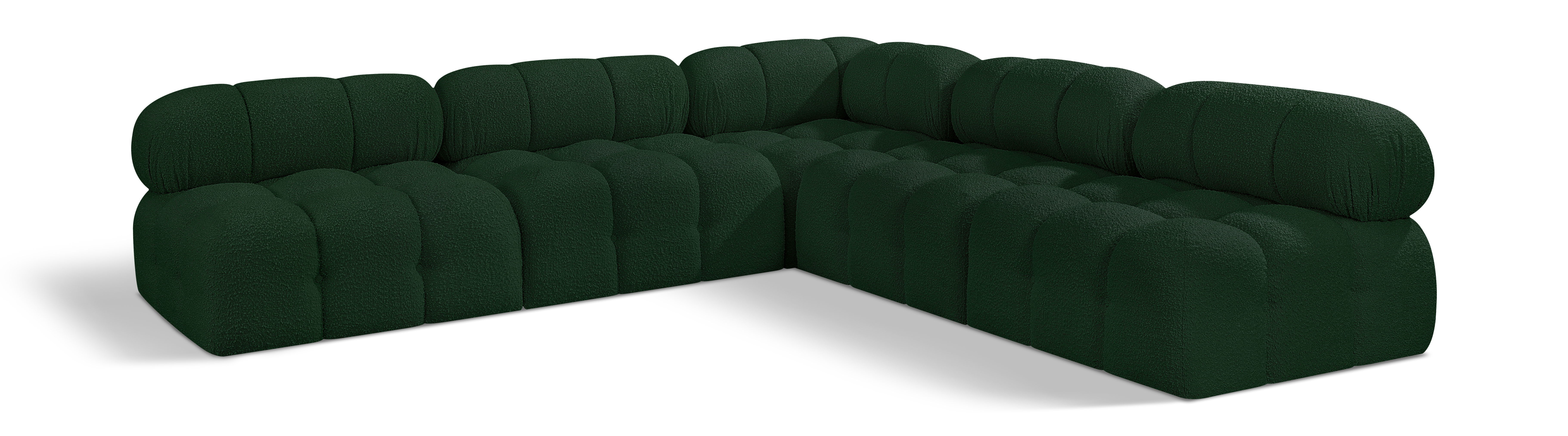 Ames - 5 Piece Fabric Modular Corner Sectional - Green