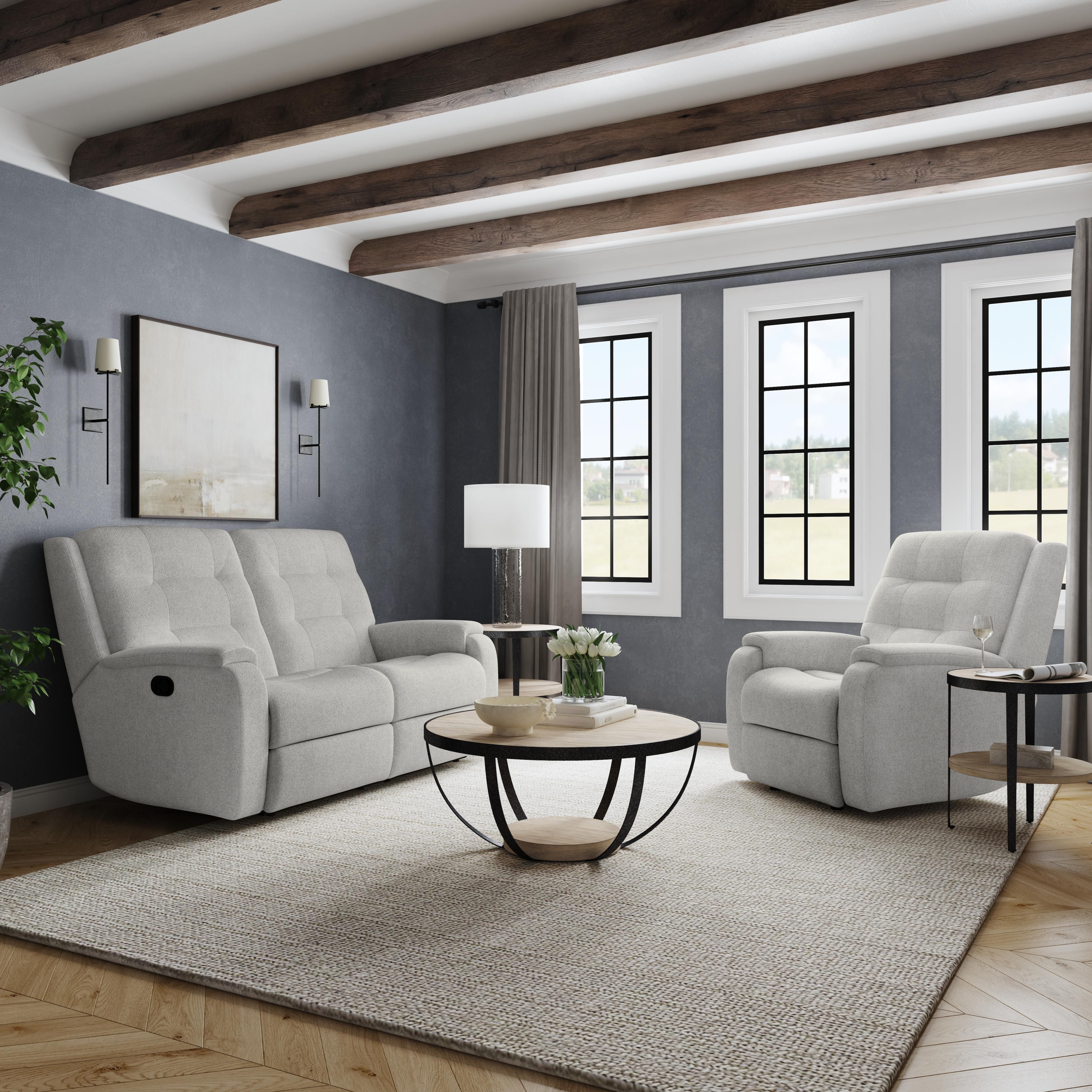 Arlo - Transitional Fabric Reclining Loveseat, dark gray