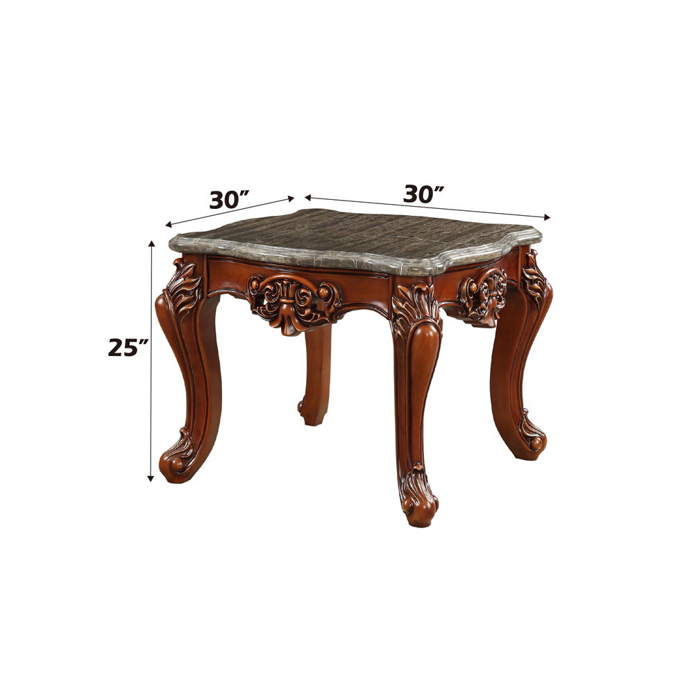 Eustoma - End Table - Marble Top & Walnut, dark brown, view 3