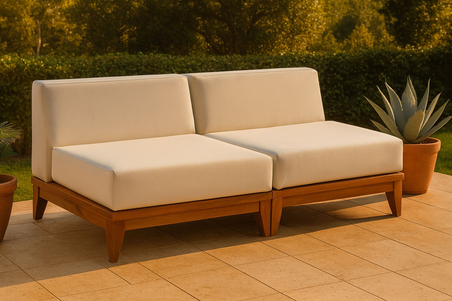 Rio - 2 Piece Modular Armless Sofa - Off White