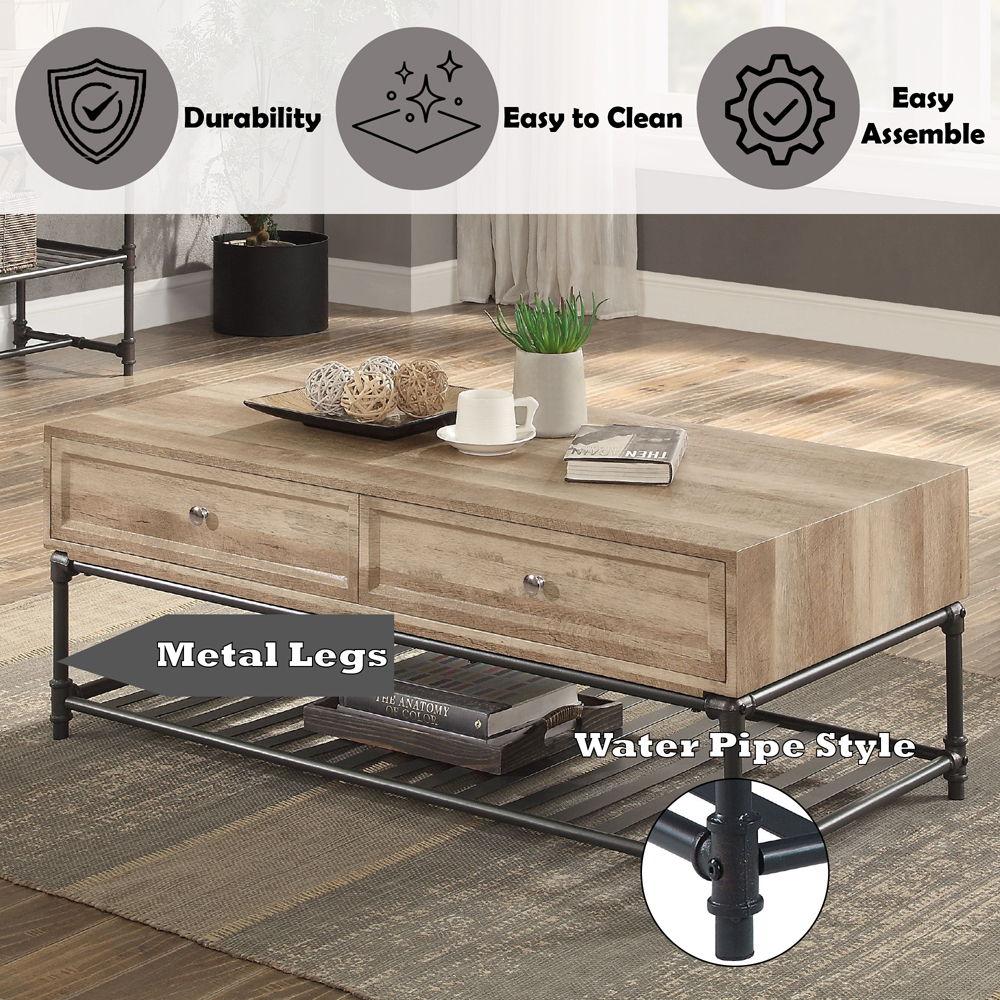 Brantley II - Coffee Table - Oak & Sandy Black, light brown, view 8