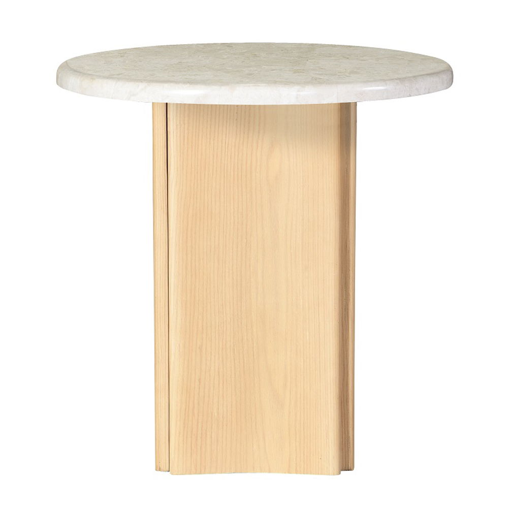 Qwin - End Table With Marble Top - Marble Top & Oak, white, view 5