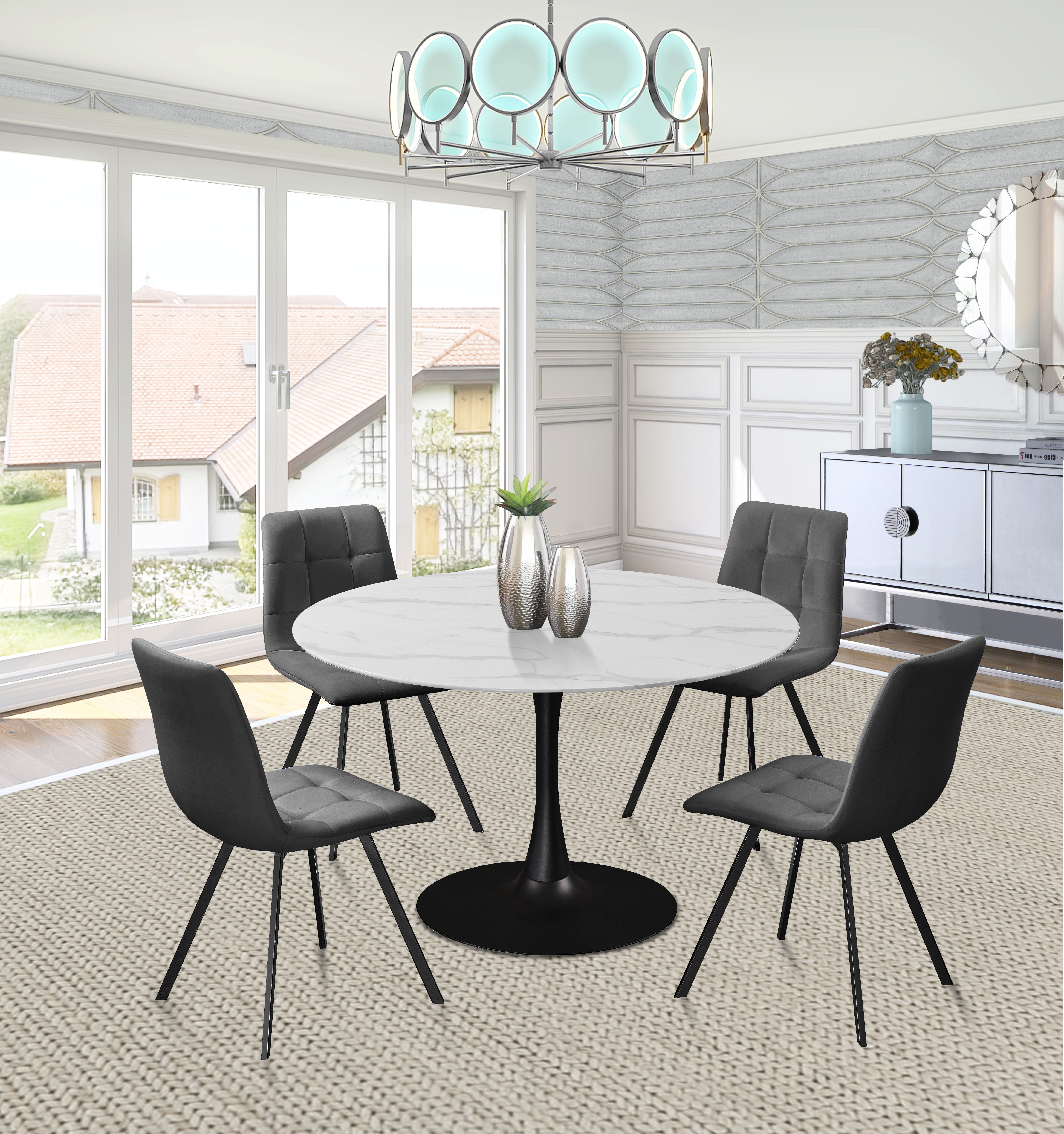 Holly - 48" Dining Table - Black / White
