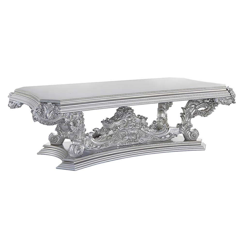 Valkyrie - Dining Table - Antique Platinum, silver