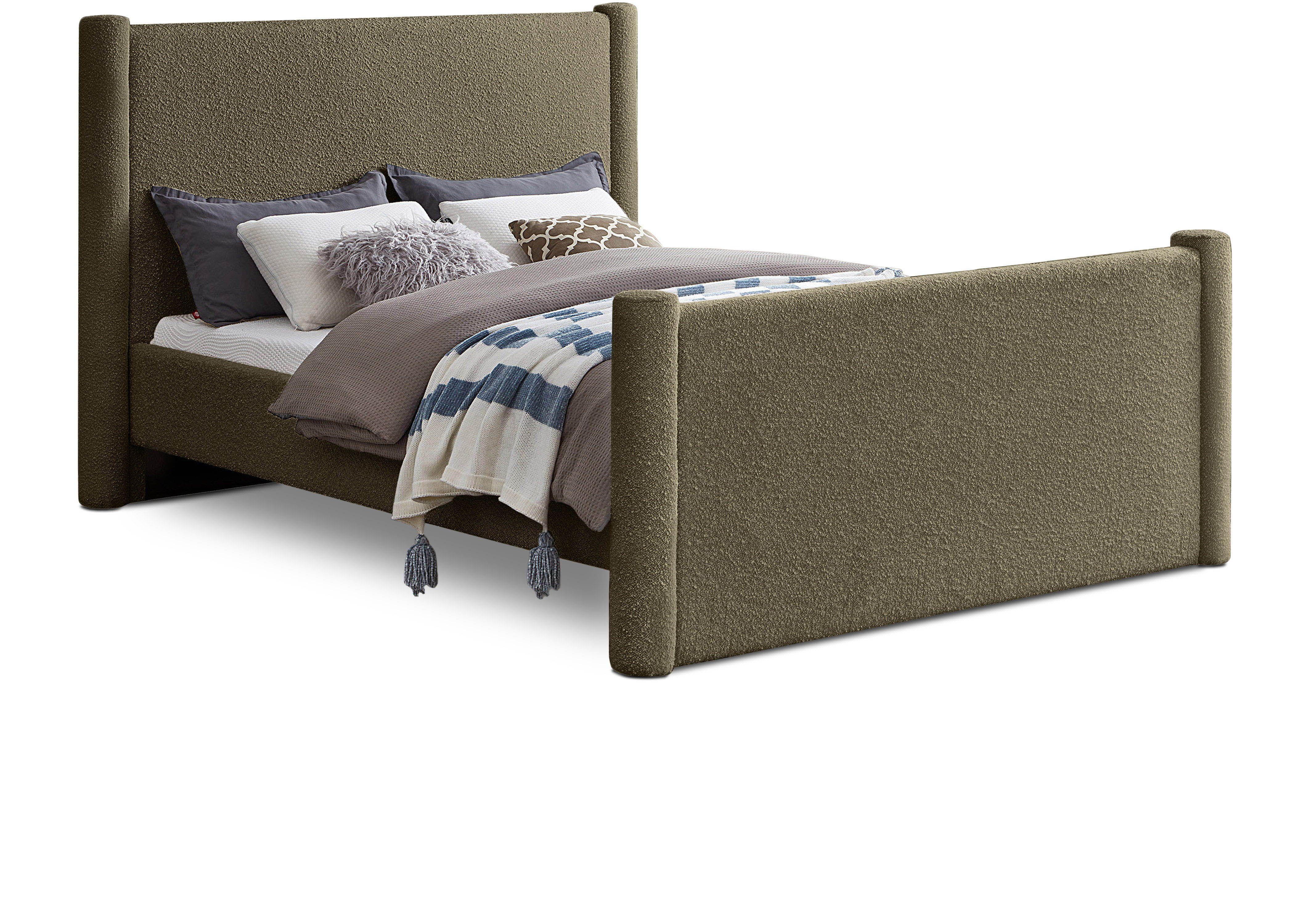 Elias - Boucle Full Bed - Olive Green