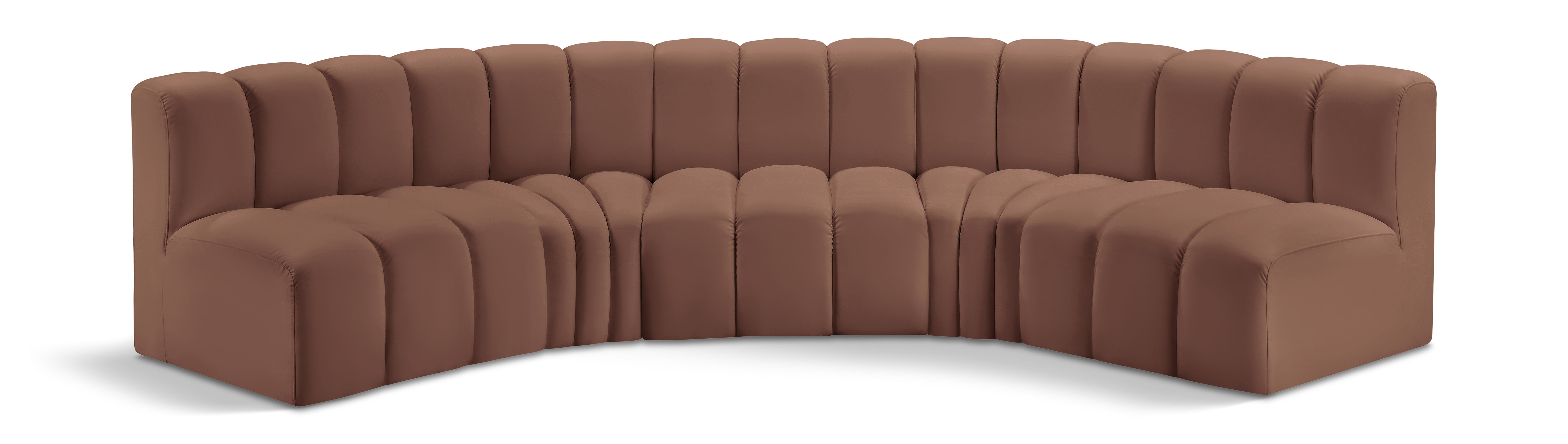 Arc - Faux Leather 5 Piece U-Shaped Modular Sofa - Cognac