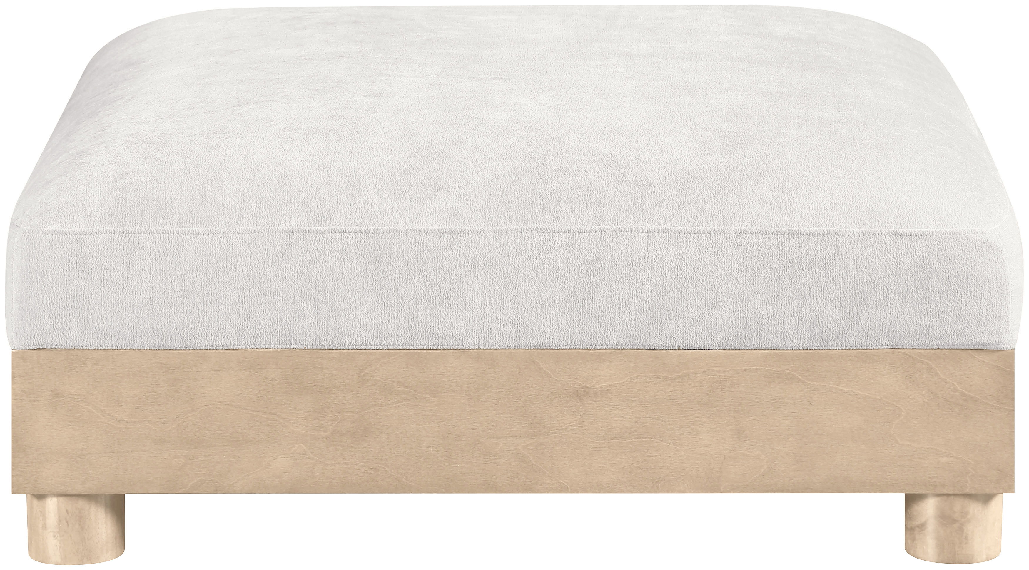 Turin - Chenille Fabric Upholstered Modular Ottoman - Cream / Natural Oak