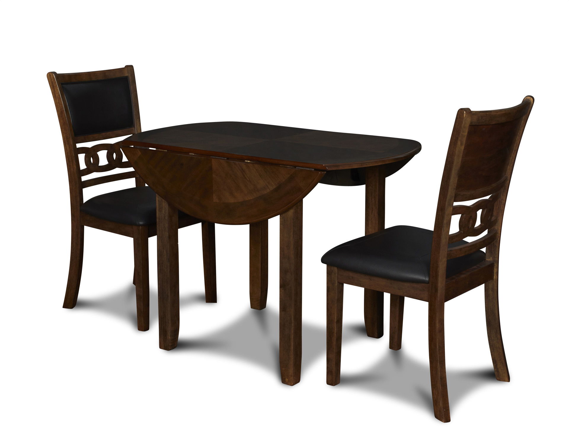 Gia - 3 Piece Dining Set (Dining Drop Leaf Table & 2 Chairs) Faux Leather - Brown