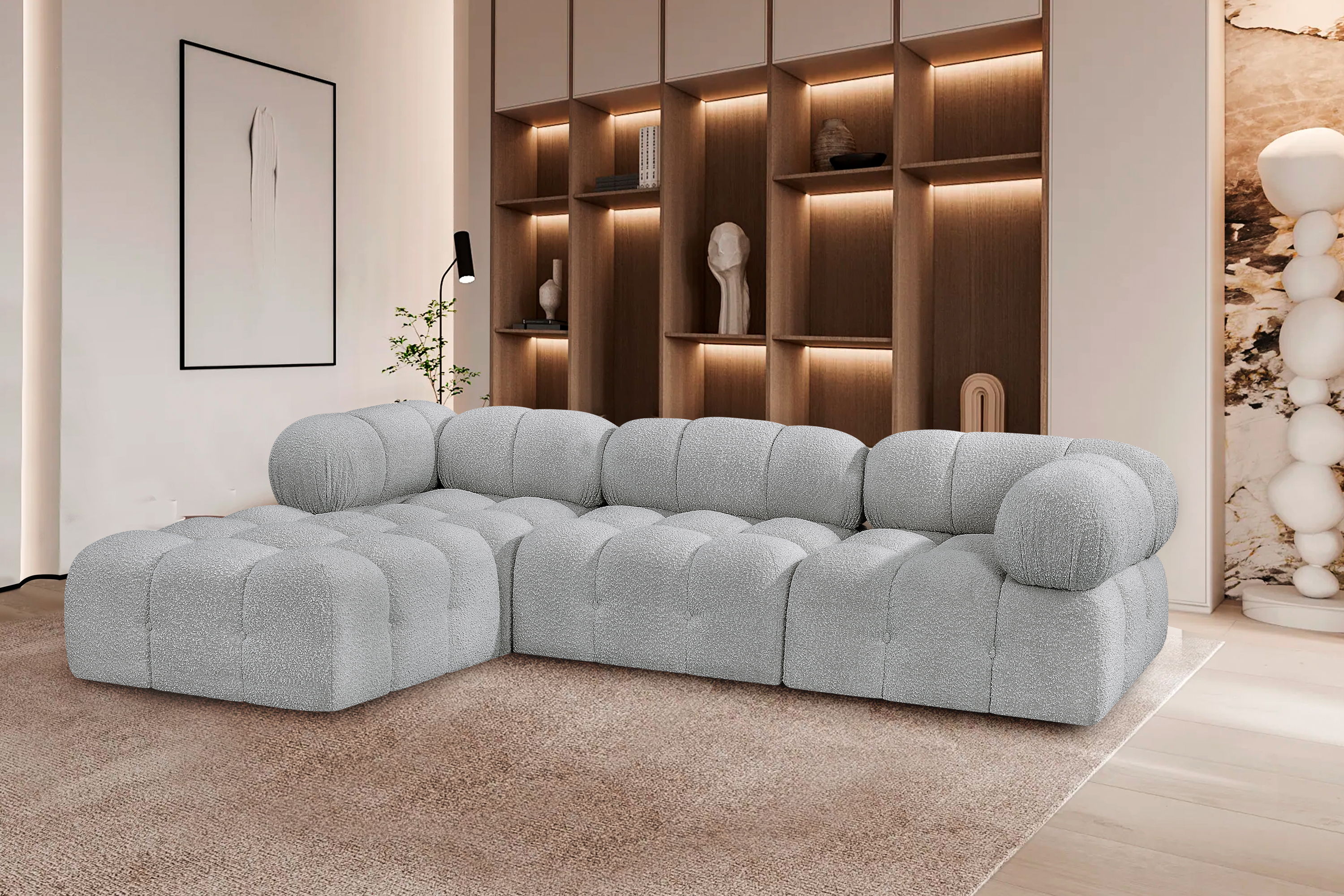 Ames - 4 Piece Fabric Modular Sectional - Gray