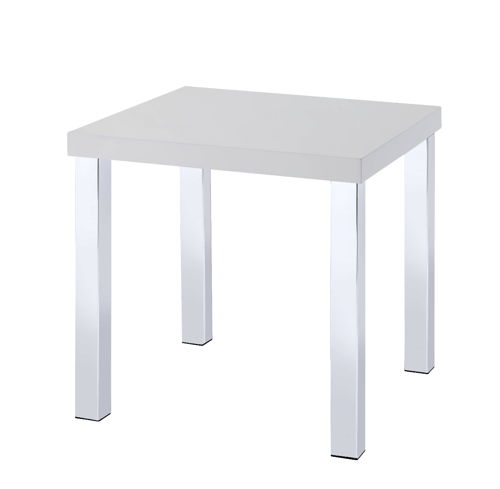 Harta - End Table - White High Gloss & Chrome, white