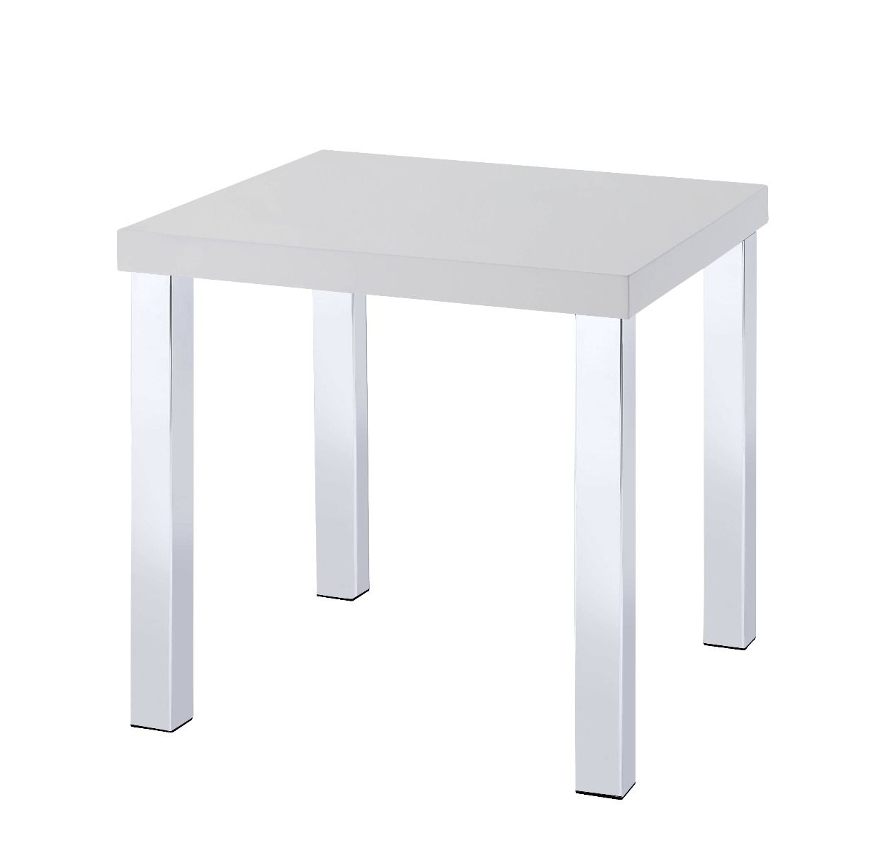Harta - End Table - White High Gloss & Chrome, white