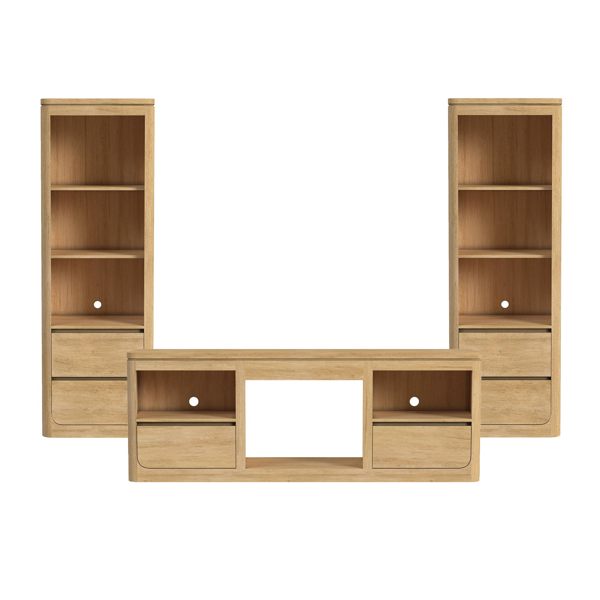 Rosalie - 3 Piece Entertainment Unit With 71" TV Console - Natural
