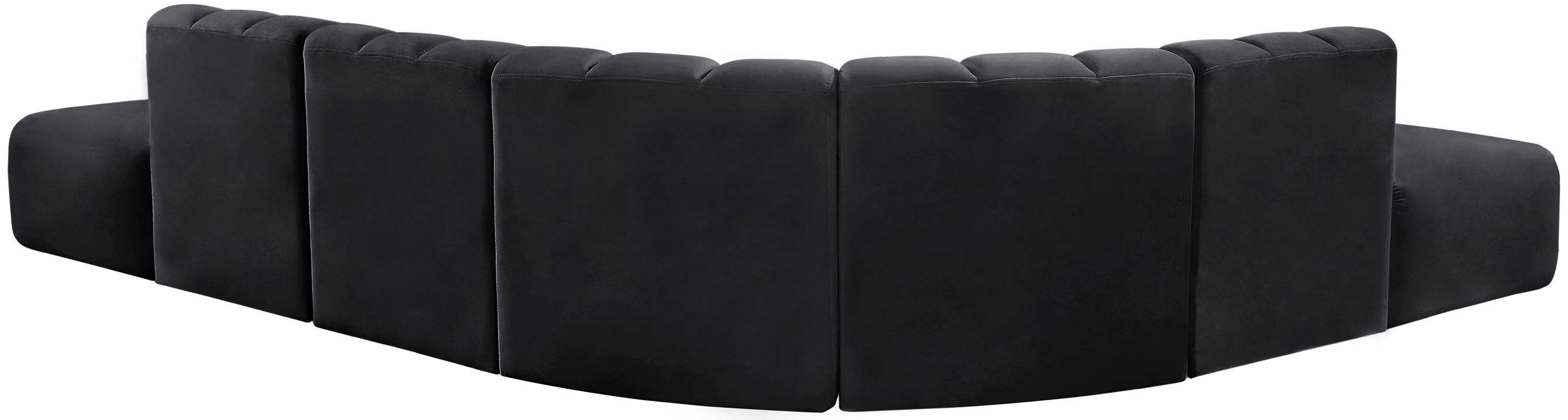 Arc - Velvet 7 Piece Corner Modular Sofa - Black