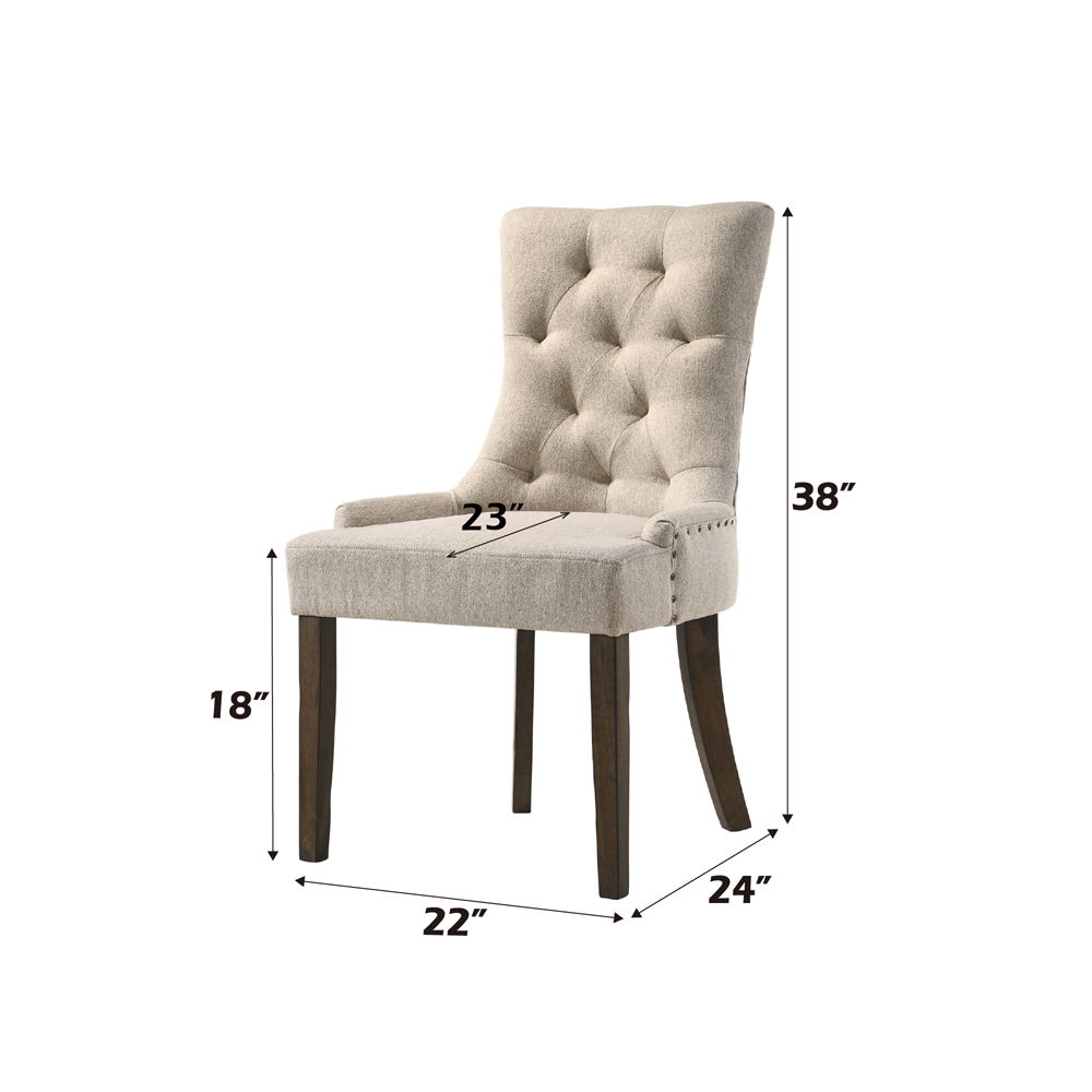 Yotam - Side Chair (Set of 2) - Beige Fabric & Salvaged Oak, beige, view 6