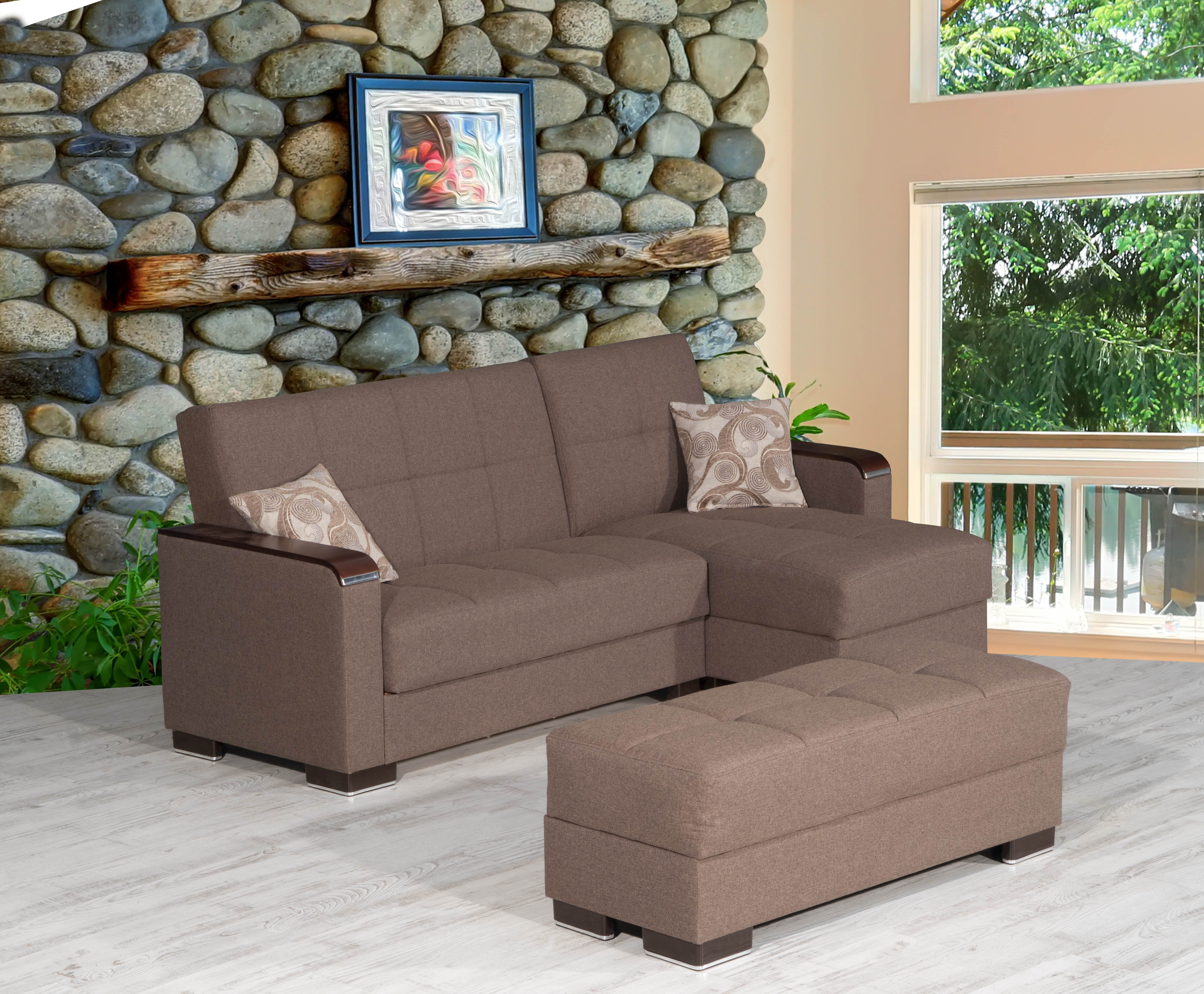 Ottomanson Armada X Convertible Ottoman With Storage Sand Brown