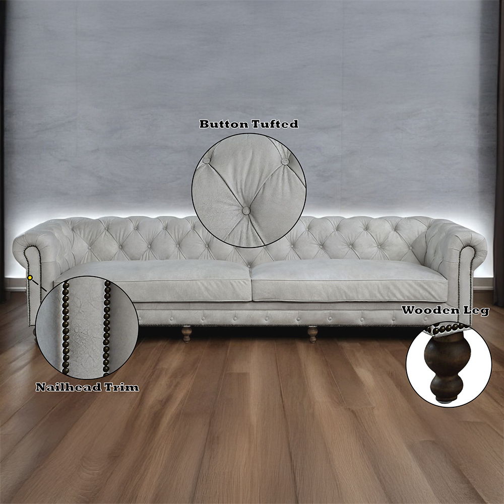 Ofer - Sofa - Vintage White Top Grain Leather, gray, view 8