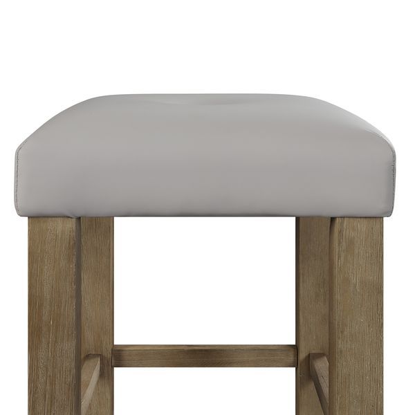Charnell - Counter Height Stool (Set of 2) - Gray Synthetic Leather & Oak, light brown, view 4
