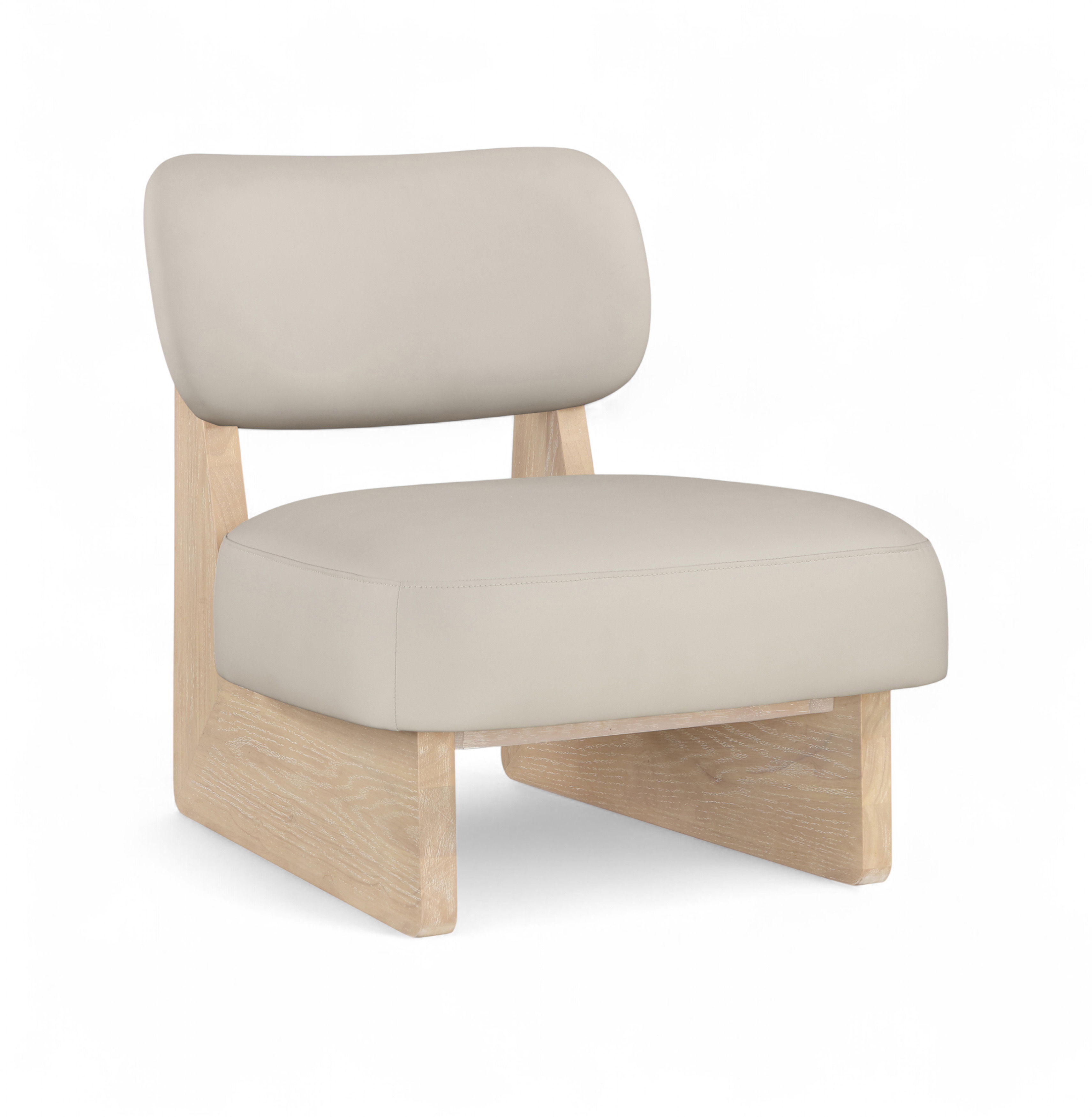 Vetra - Vegan Leather Upholstered Accent Chair - Taupe / Painted Natural