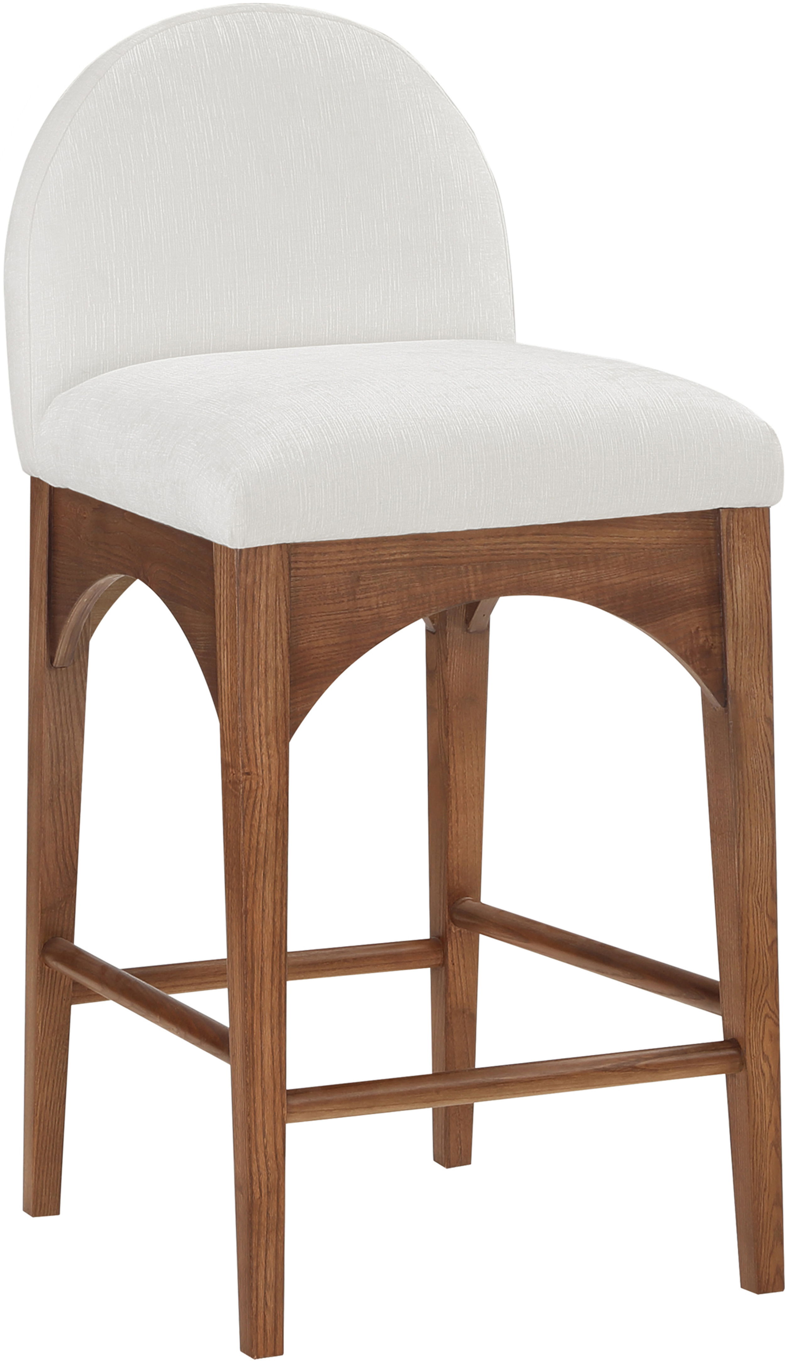 Waldorf - Chenille Stool With Brown Legs - Cream