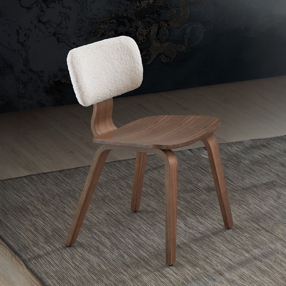 Casson - Side Chair (Set of 2) - White Boucle & Walnut, white