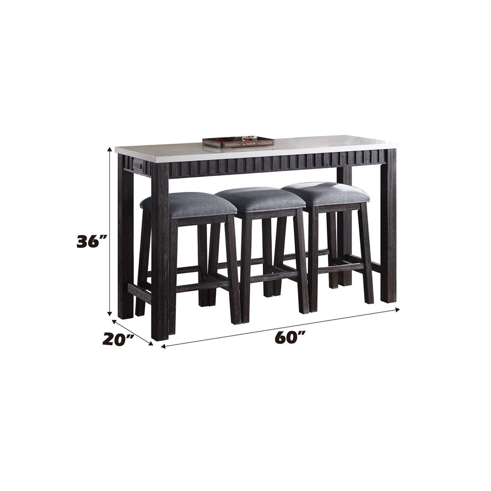 Necalli - 4 Piece Counter Height Table Set - Marble Top & Weathered Espresso, black, view 2
