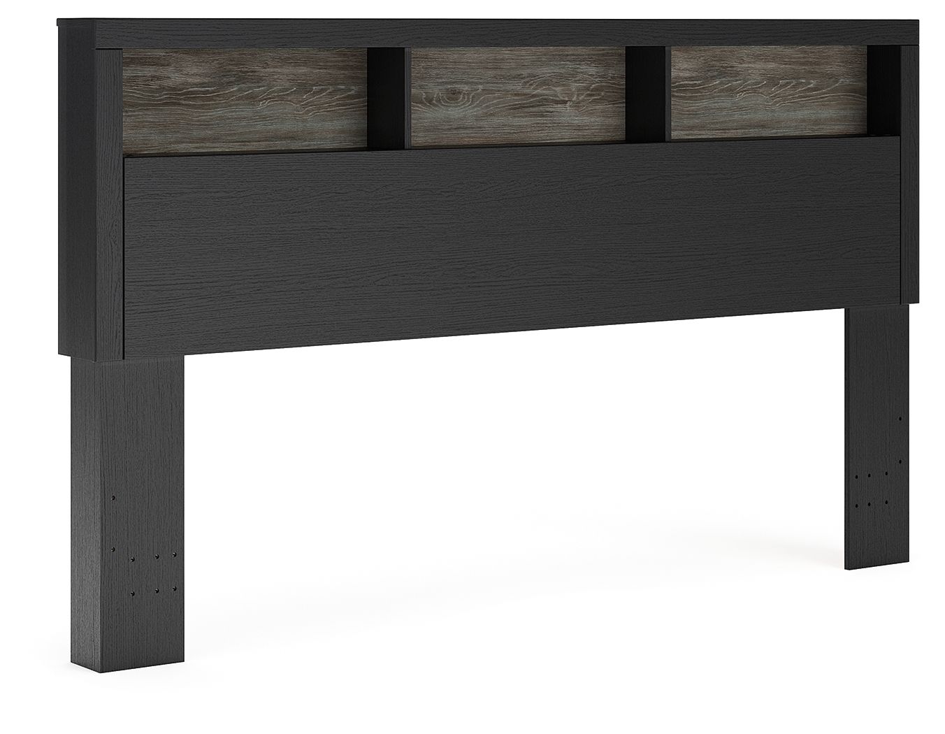 Broachmyn – Lighted King Bookcase Headboard – Black / Gray