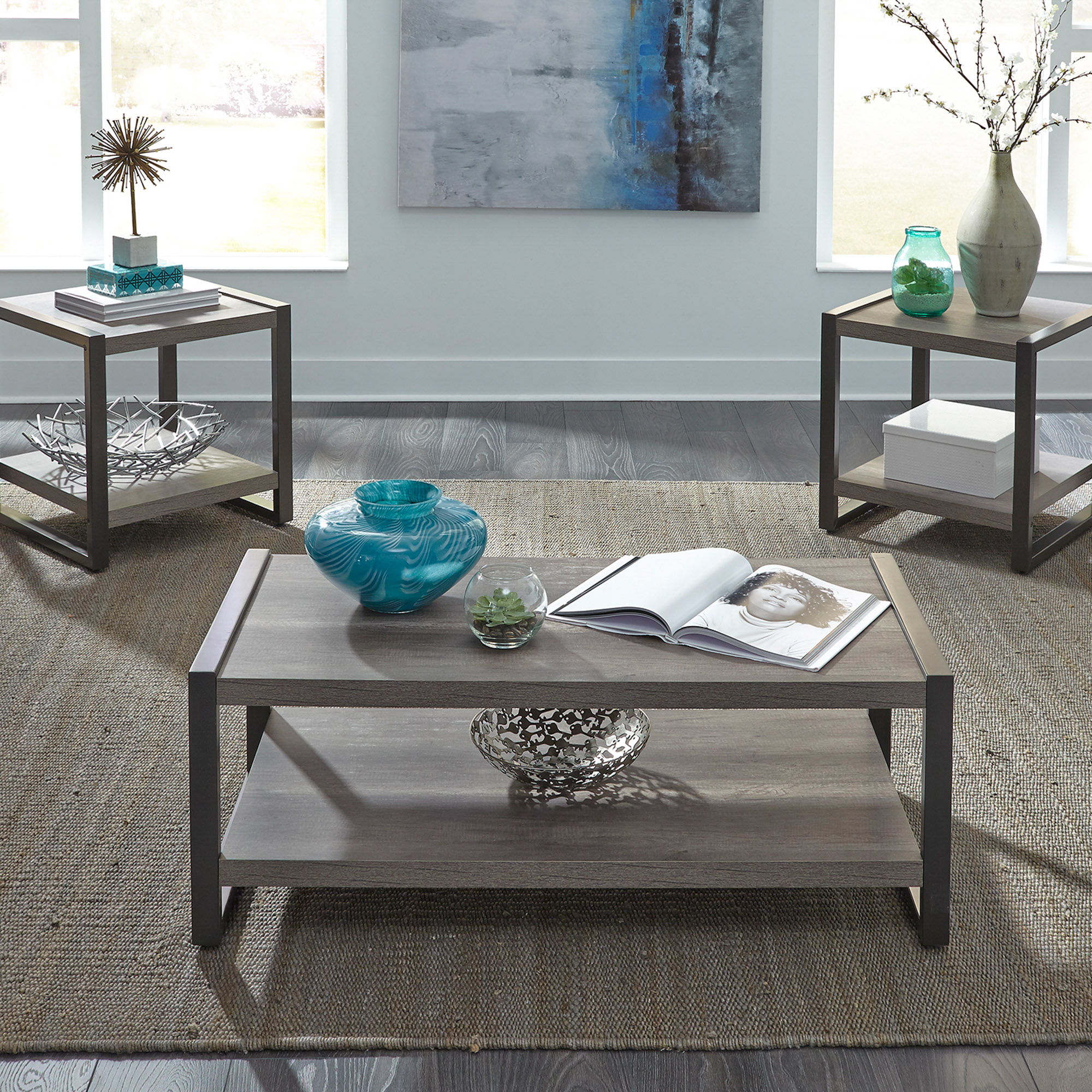 Liberty Furniture Tanners Creek - 3 Piece Table Set - Dark Gray