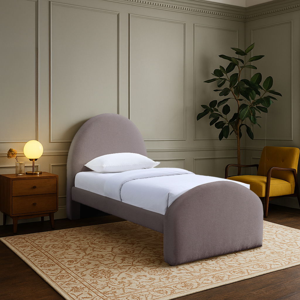 Andaz - Chenille Fabric Upholstered Twin Bed - Purple