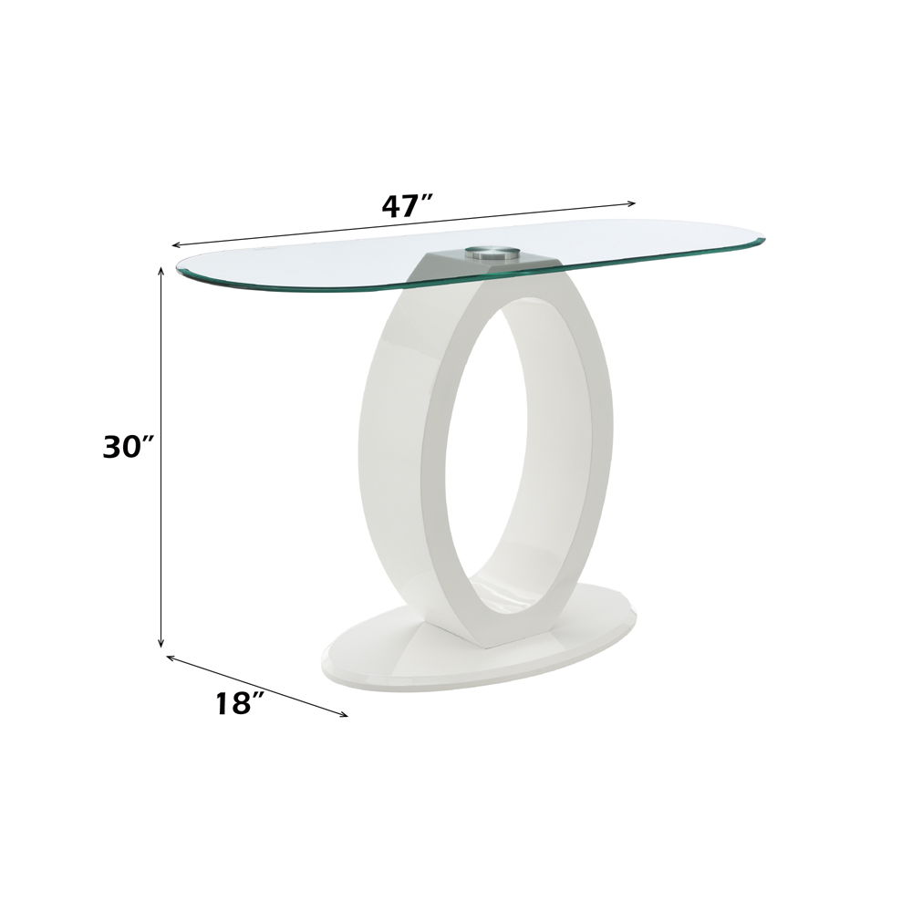 Larry - Sofa Table - Glass Top, White High Gloss Finish, white, view 3