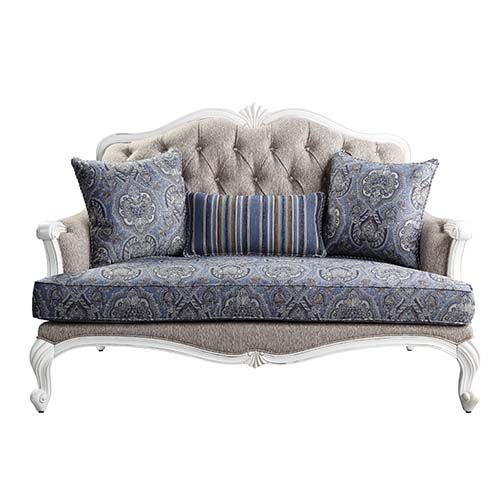 Ciddrenar - Loveseat With 3 Pillows - Fabric & White, blue, view 6