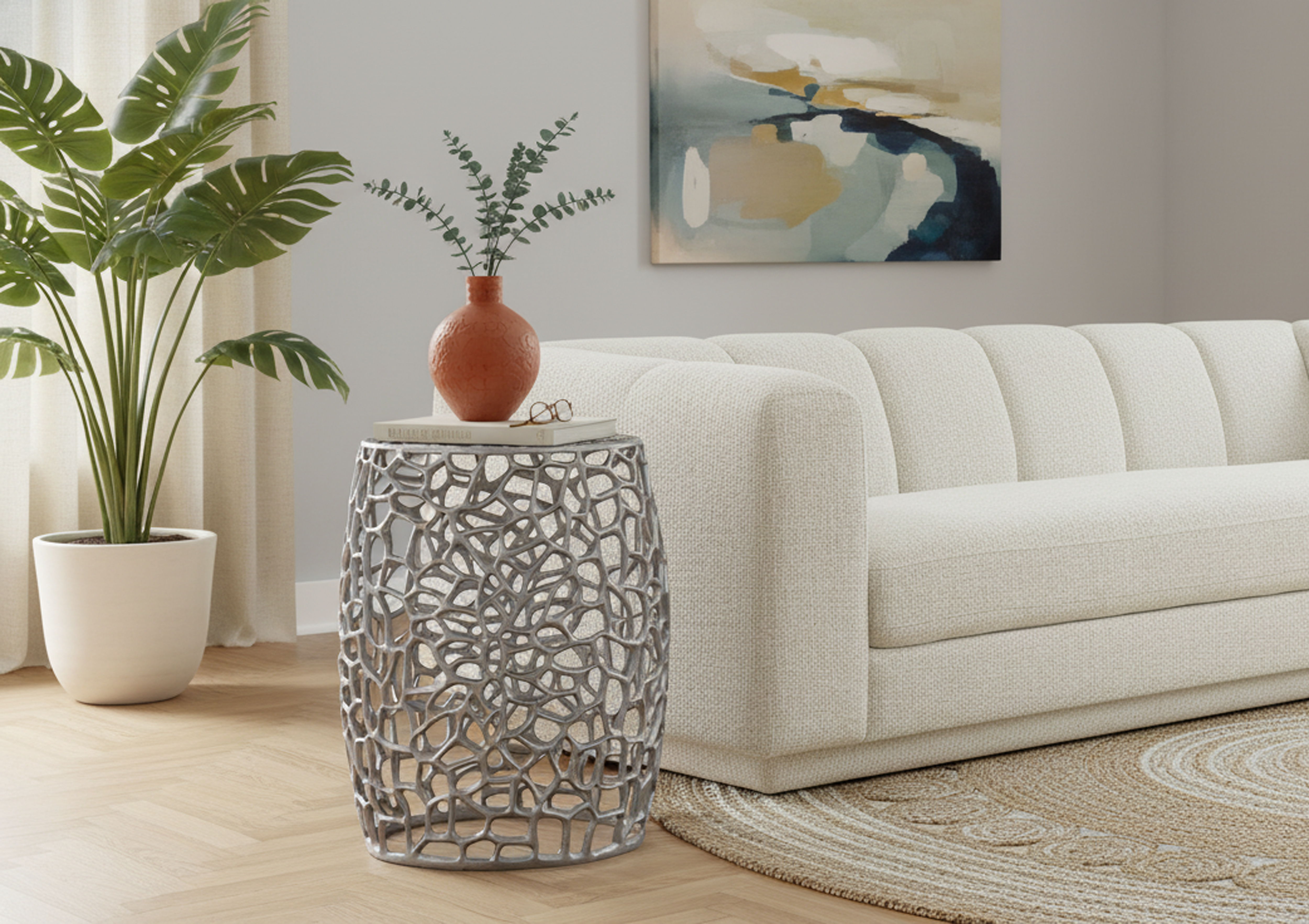 Priya - End Table - Silver