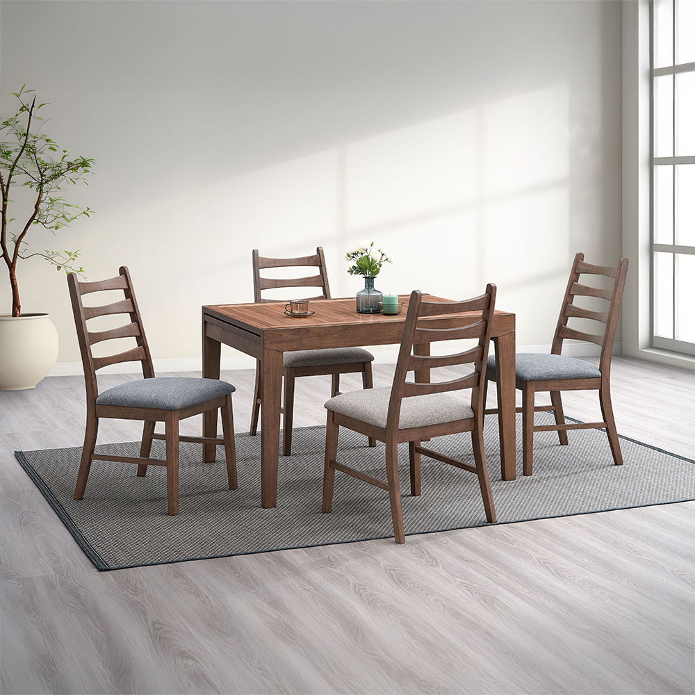 Mayah - Side Chair (Set of 2) - Gray Linen & Walnut, dark brown, view 8