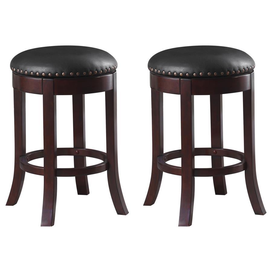 Aboushi - Swivel Counter Height Stools With Upholstered Seat (Set of 2) - Brown