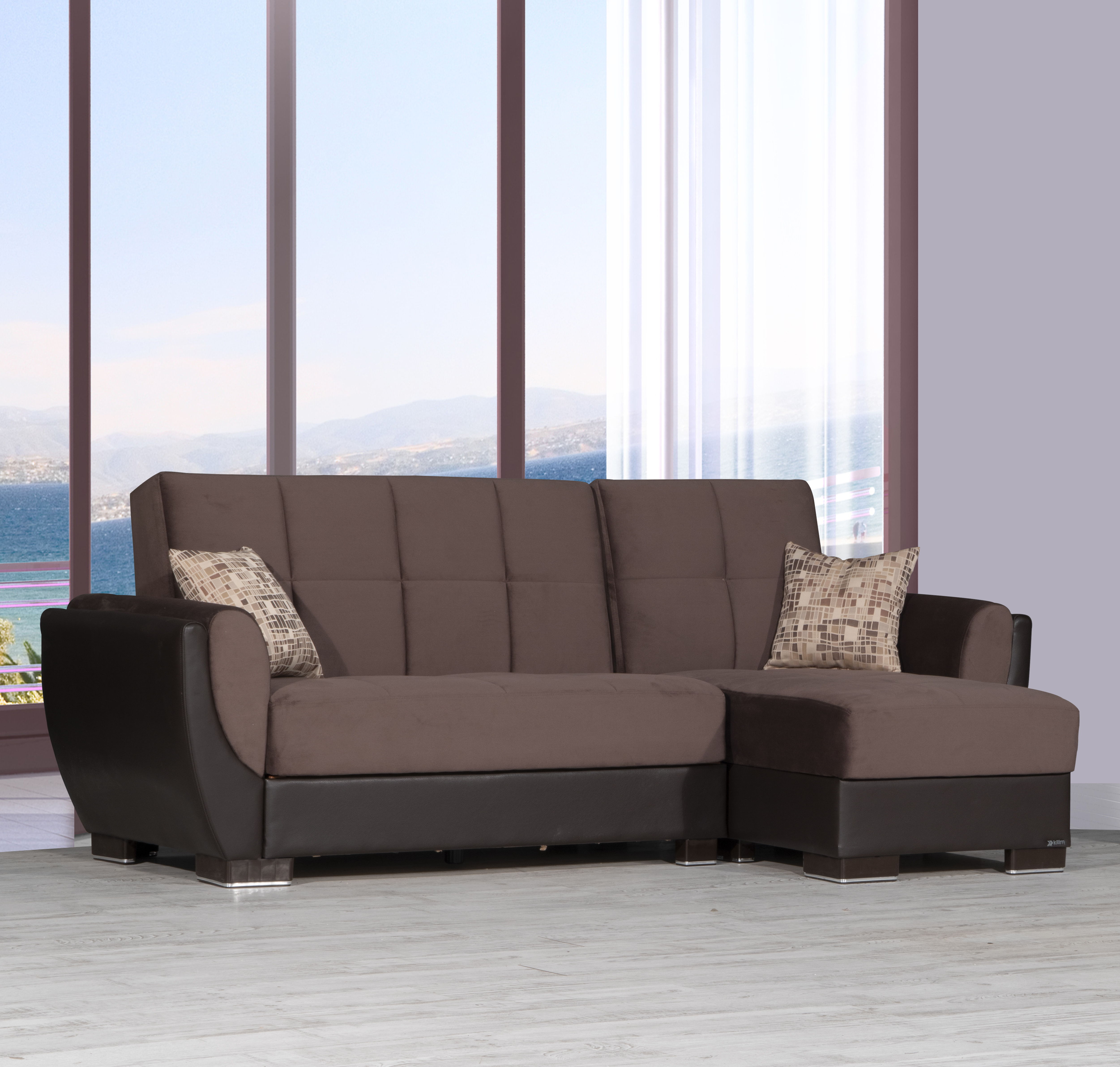 Ottomanson Armada Air Convertible Chaise Lounge With Storage Brown