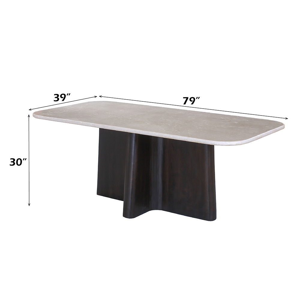 Jacory - Dining Table With Bottocino Marble Top - Espresso, dark brown, view 6