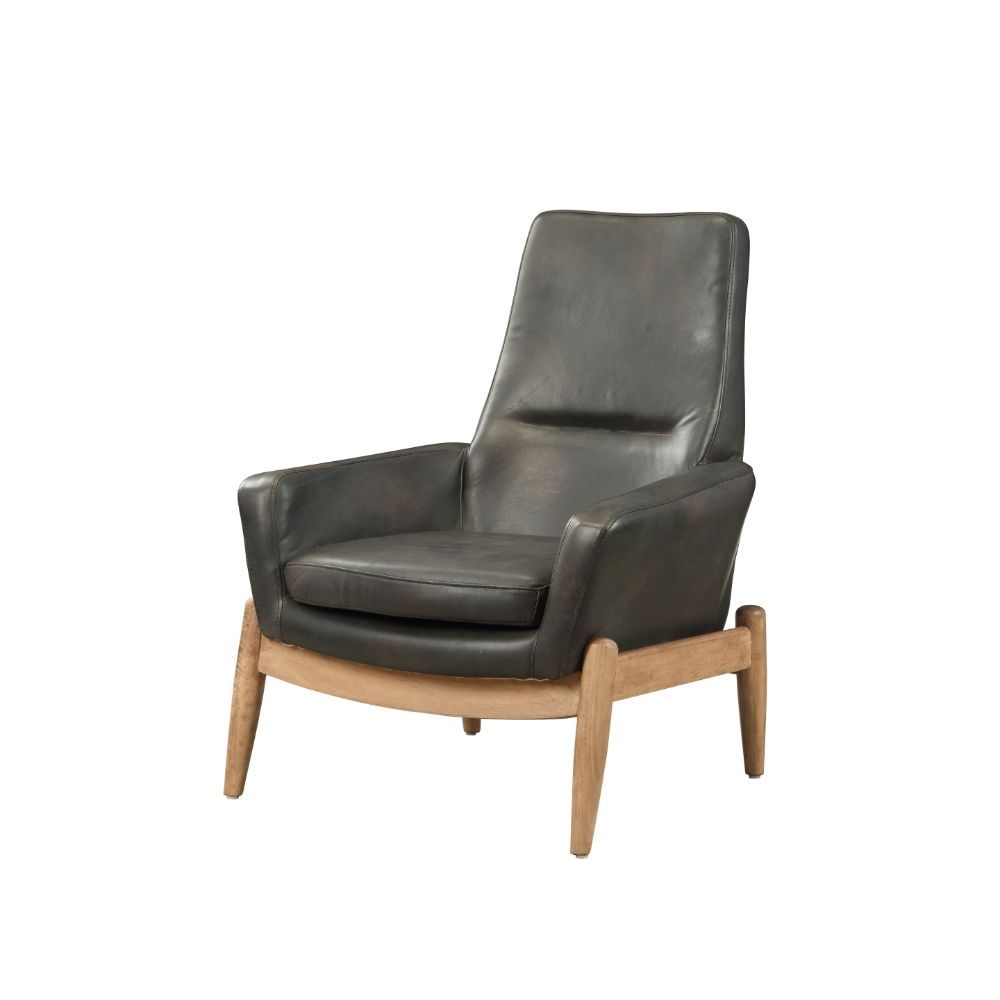 Dolphin - Accent Chair - Black Top Grain Leather, black