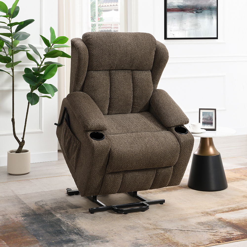 Lusio - Power Motion Recliner With Lift & Cup Holder - Brown, dark brown, view 2