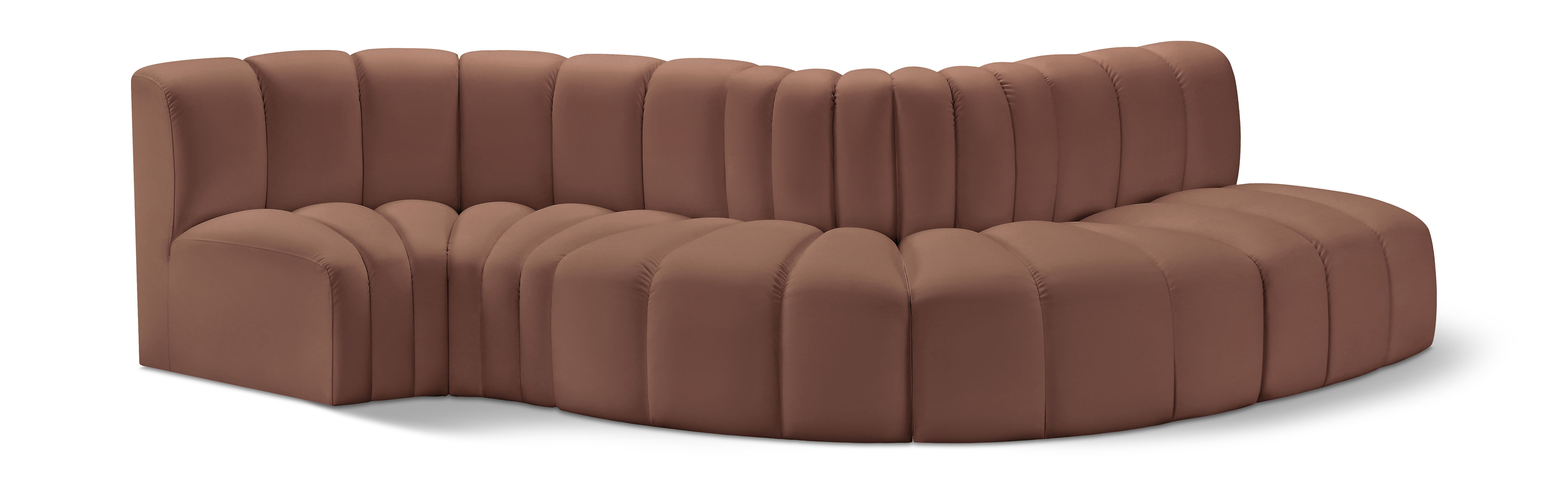 Arc - Faux Leather 5 Piece Modular Sofa - Cognac