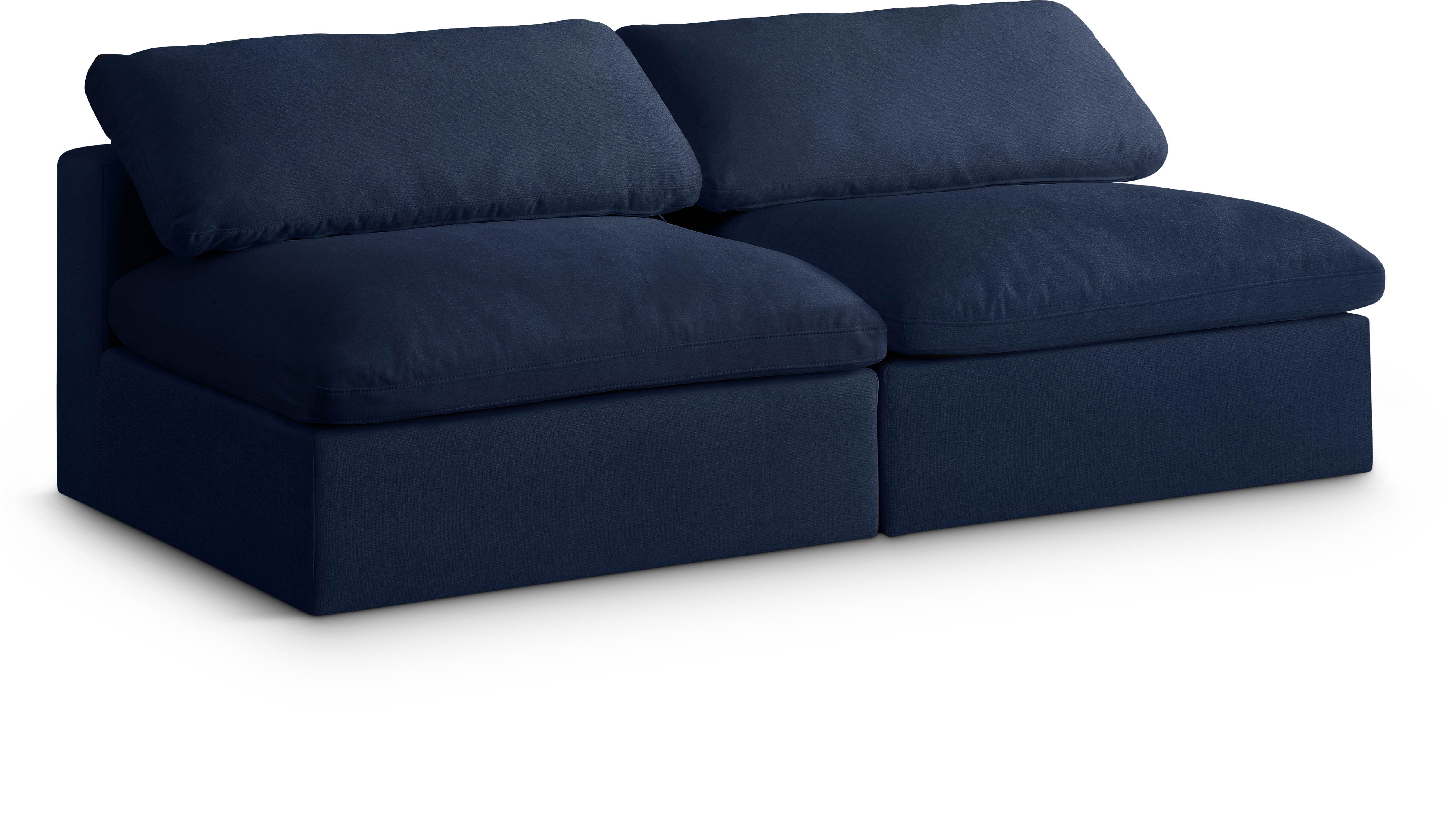 Serene - 2 Seat Modular Armless Sofa - Navy