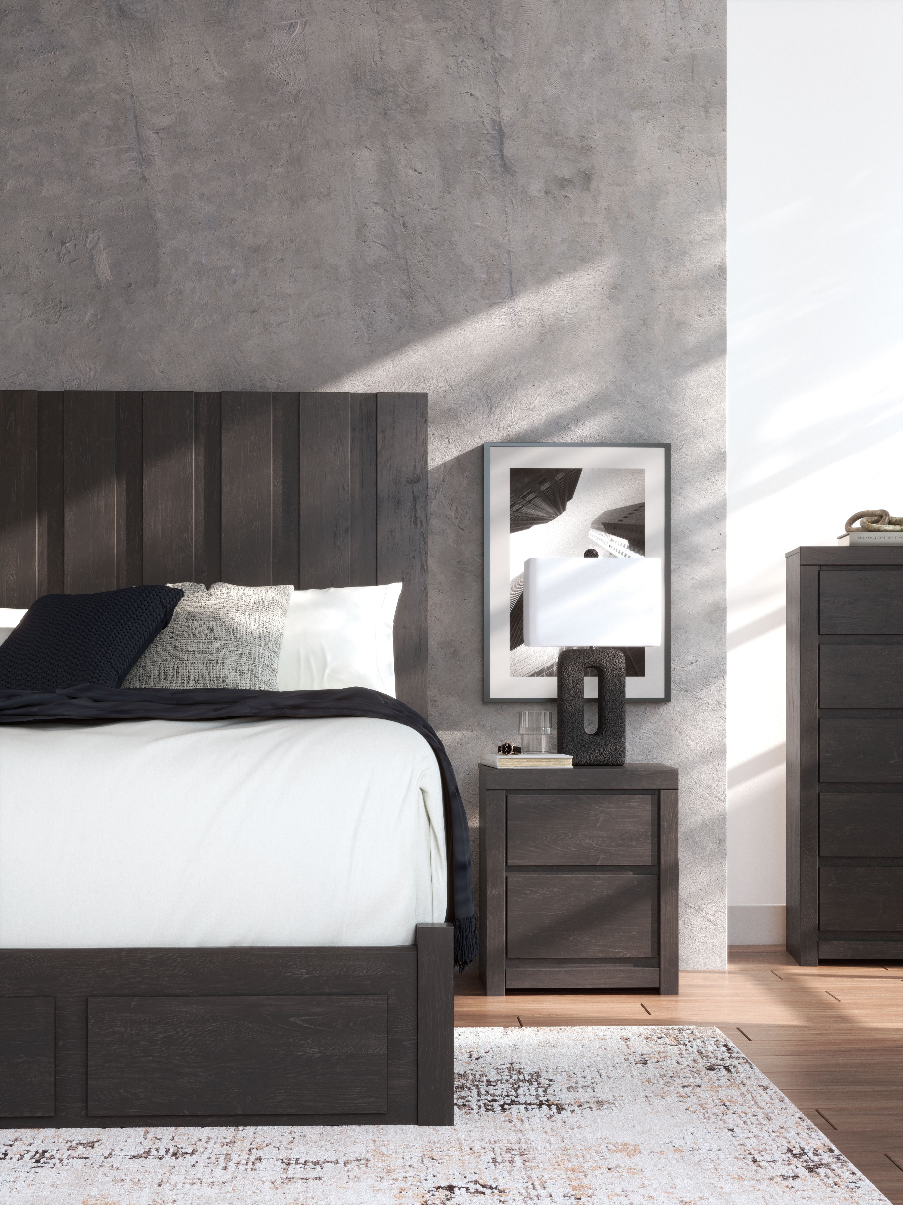 Ashley Furniture Fraluna - Two Drawer Night Stand - Charcoal - Image 12