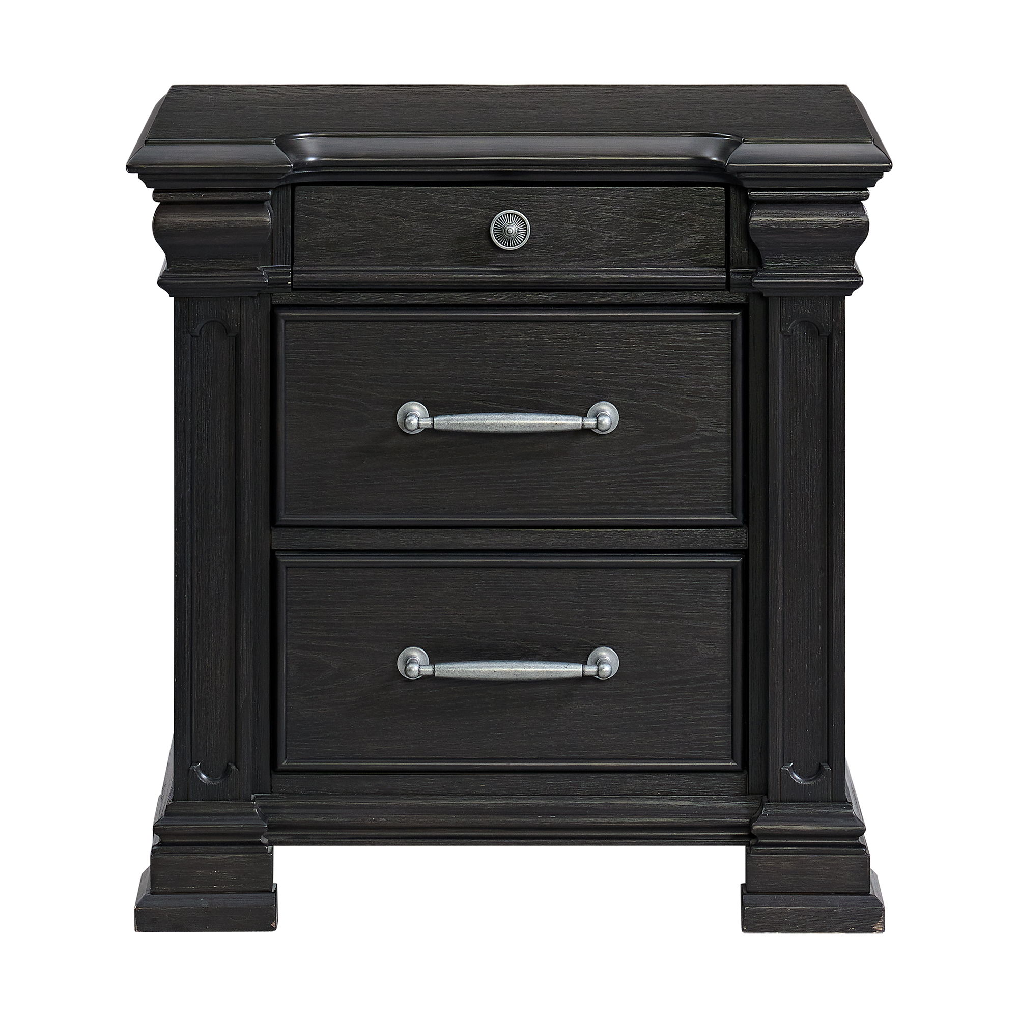 Kings Court - 3-Drawer Nightstand (Sliding Top) - Black