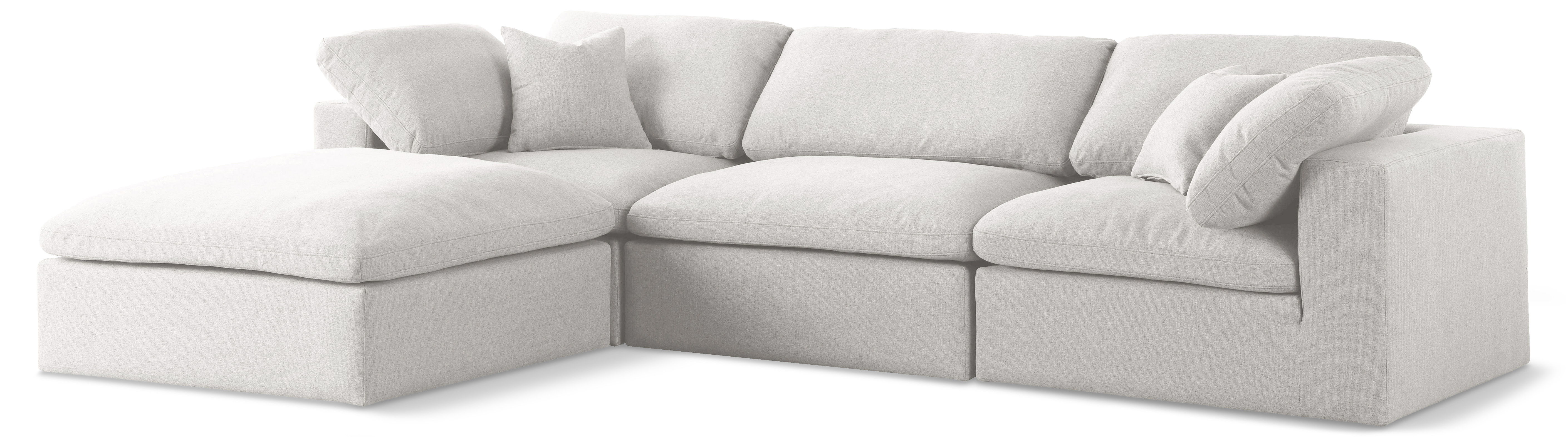 Serene - 4 Piece Modular Sectional With Chaise - Cream