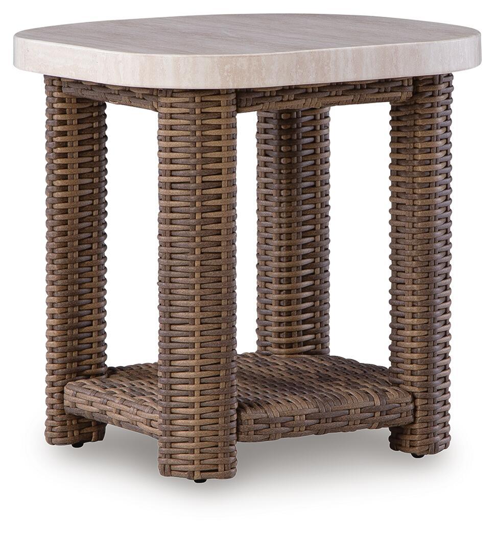 Dolan Creek – Square End Table – Beige / Brown